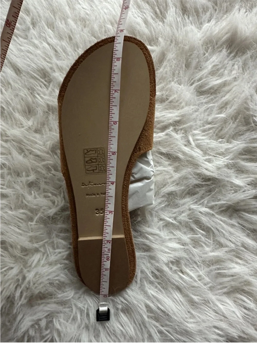 Made in Italy loop open leather Suede Sandal - Camel Brown 35 - Picture 12 of 13